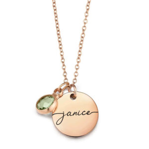 Custom Name & Birthstone Disc Necklace - Personali