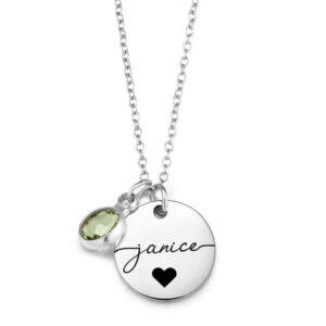 Custom Name & Birthstone Disc Necklace - Personali