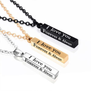 Custom Text Pillar Bar Necklace
