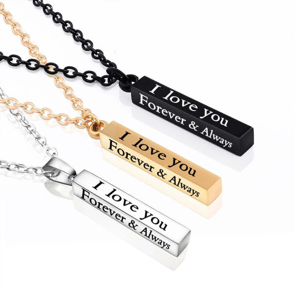 Custom Text Pillar Bar Necklace