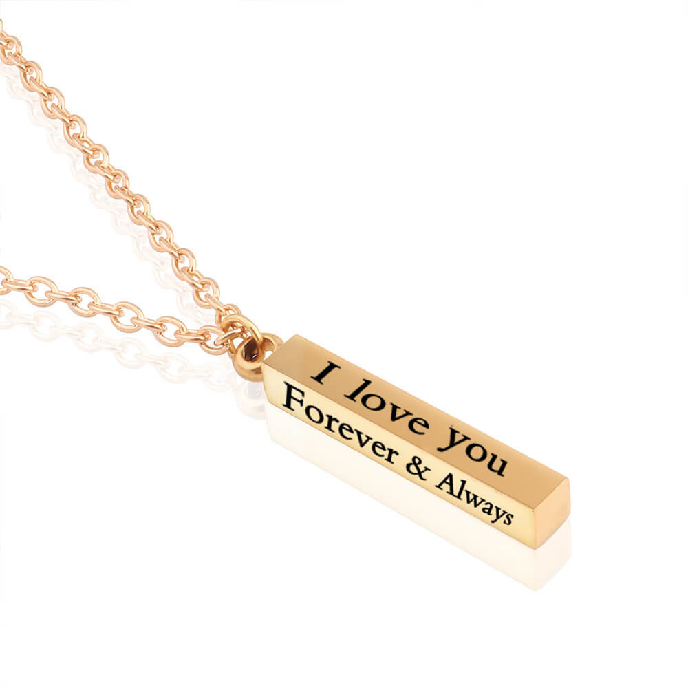 Custom Text Pillar Bar Necklace