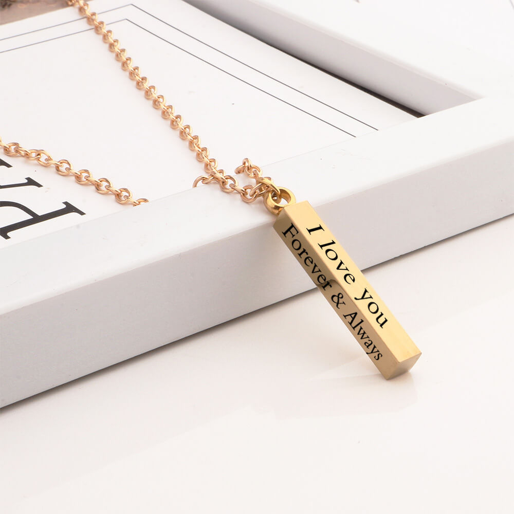 Custom Text Pillar Bar Necklace