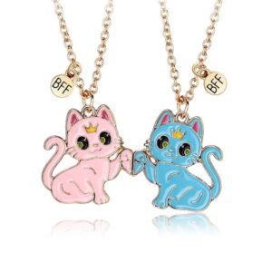 Cute Cartoon Magnetic Cat Necklace Set for Best Fr