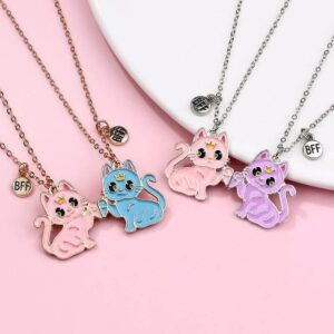 Cute Cartoon Magnetic Cat Necklace Set for Best Fr