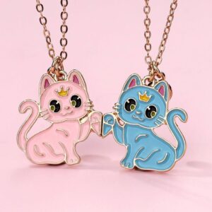 Cute Cartoon Magnetic Cat Necklace Set for Best Fr