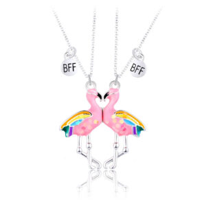 Flamingo Bff Necklace Magnetic for 2 Girls