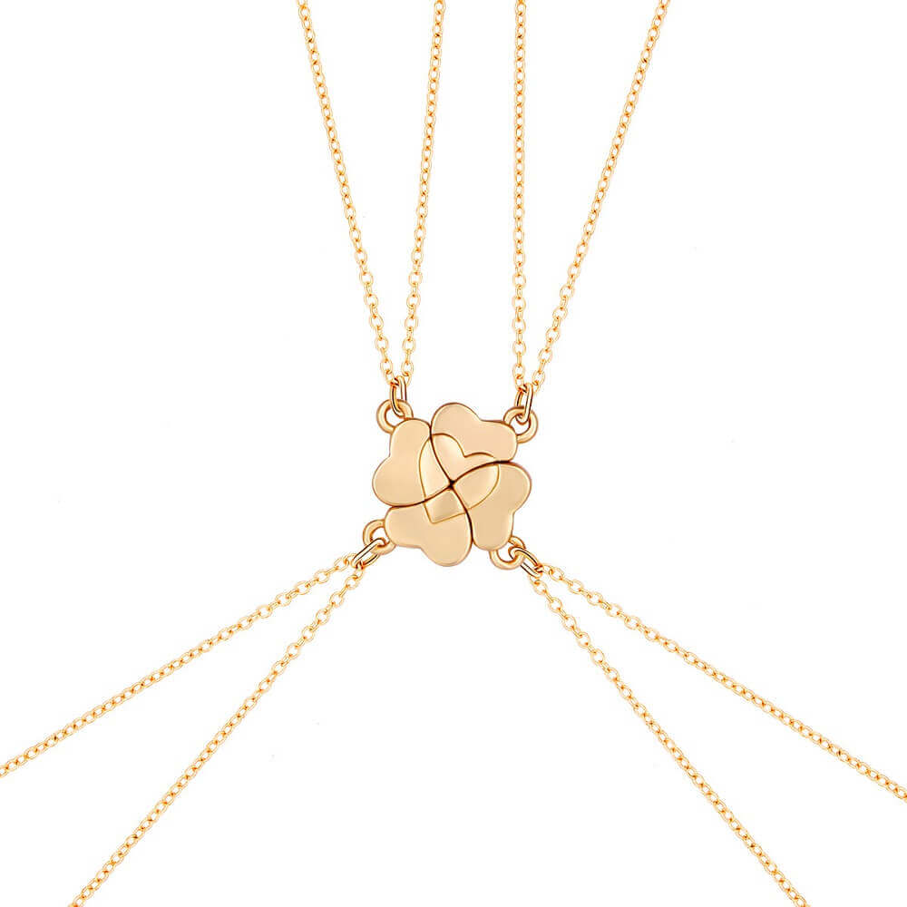 Four-Leaf Clover Heart Magnetic Necklace for Four