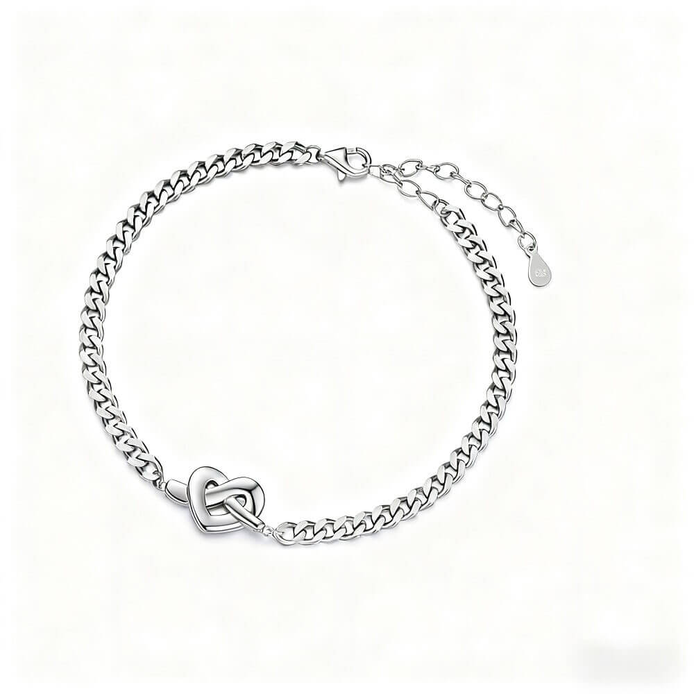 Heart Knot Couple Bracelets - Silver Matching Set