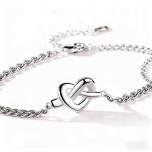 Heart Knot Couple Bracelets - Silver Matching Set