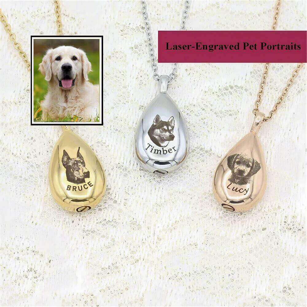 Heart & Paw Pet Memorial Necklace - Engravable Pho