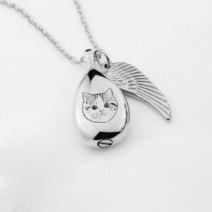 Heart & Paw Pet Memorial Necklace - Engravable Pho