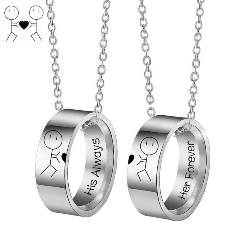 His Always & Her Forever Couple Ring Necklaces - S