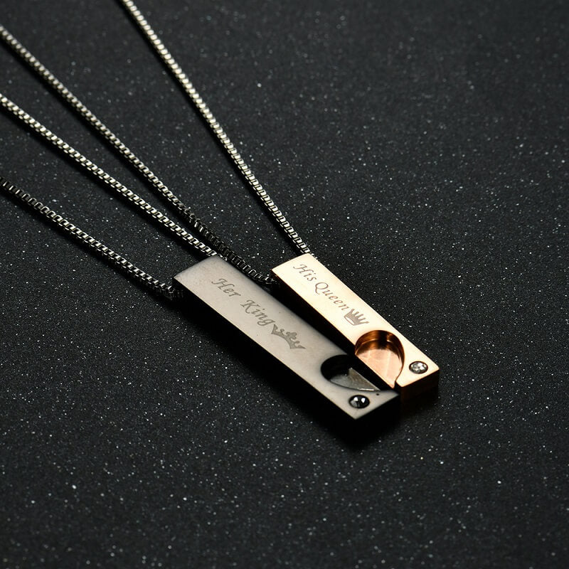 His Queen, Her King Couple Necklace - Worldnetgift