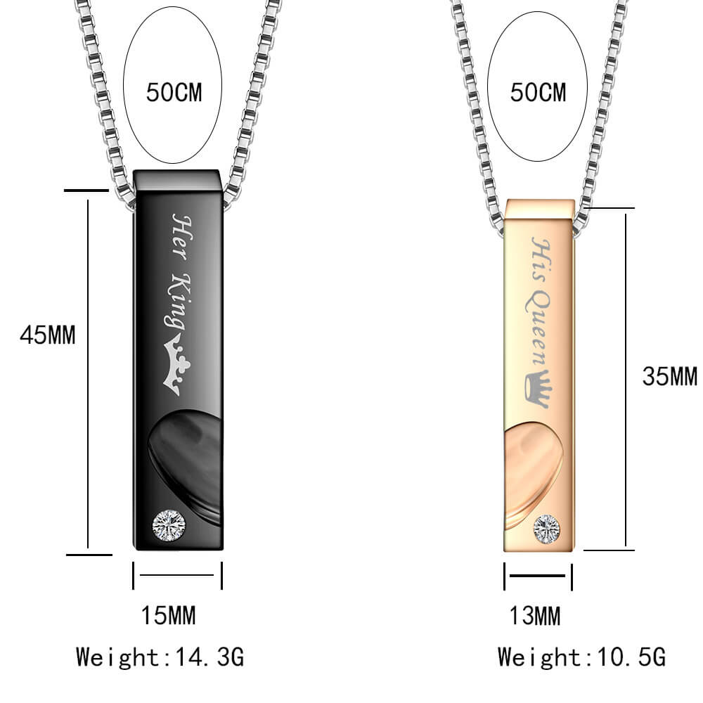 His Queen, Her King Couple Necklace - Worldnetgift