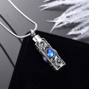 Inlay Crystal Cylinder Urn Ashes Keep Memory Neckl