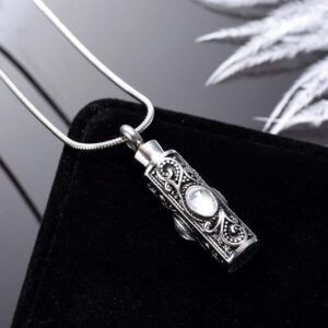 Inlay Crystal Cylinder Urn Ashes Keep Memory Neckl