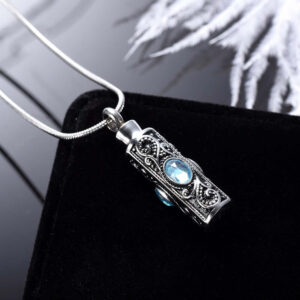 Inlay Crystal Cylinder Urn Ashes Keep Memory Neckl