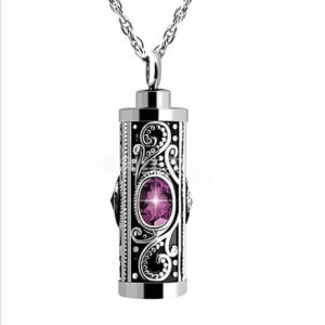 Inlay Crystal Cylinder Urn Ashes Keep Memory Neckl