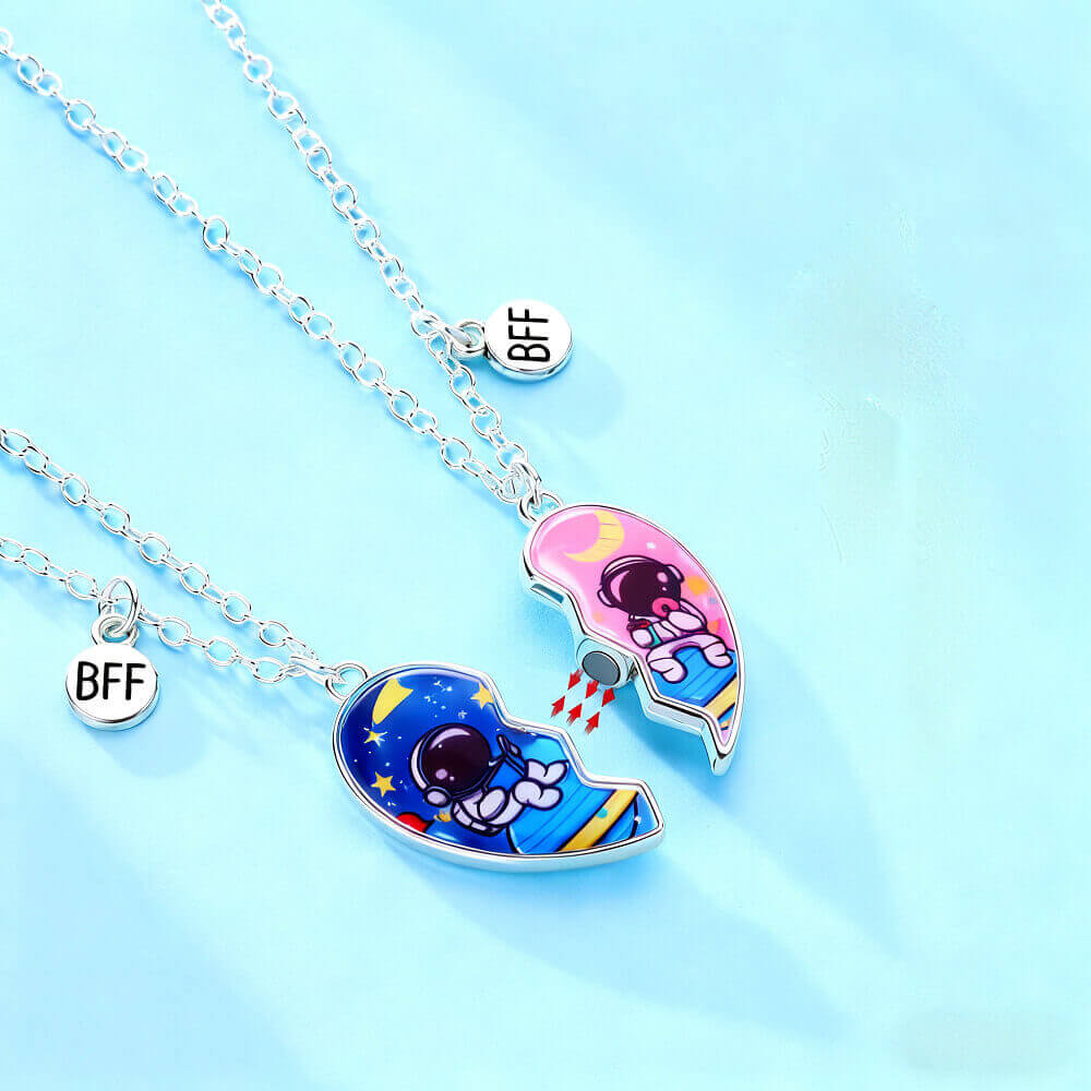 Magnetic Astronaut BFF Heart Necklaces - 2PCS Best