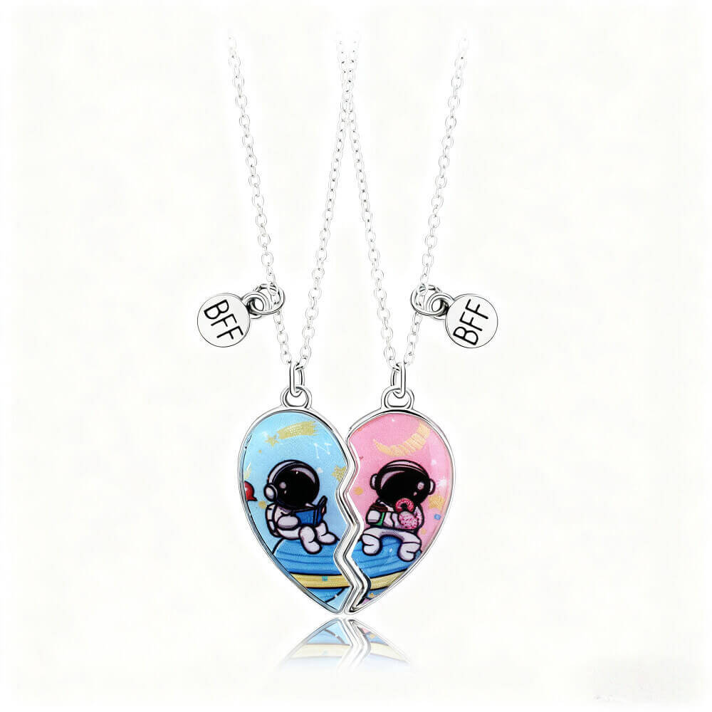 Magnetic Astronaut BFF Heart Necklaces - 2PCS Best