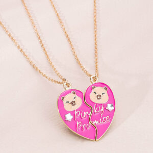 Magnetic Bear BFF Necklace Set 2-Piece Heart Frien