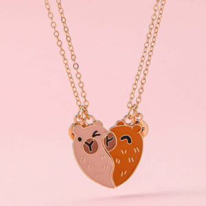 Magnetic Bear BFF Necklace Set 2-Piece Heart Frien