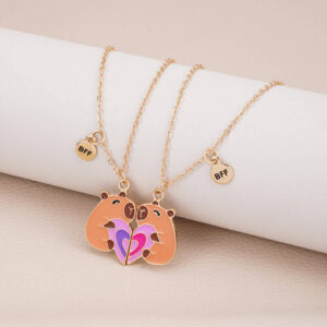 Magnetic Bear BFF Necklace Set 2-Piece Heart Frien