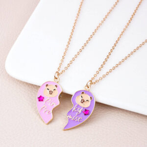 Magnetic Bear BFF Necklace Set 2-Piece Heart Frien