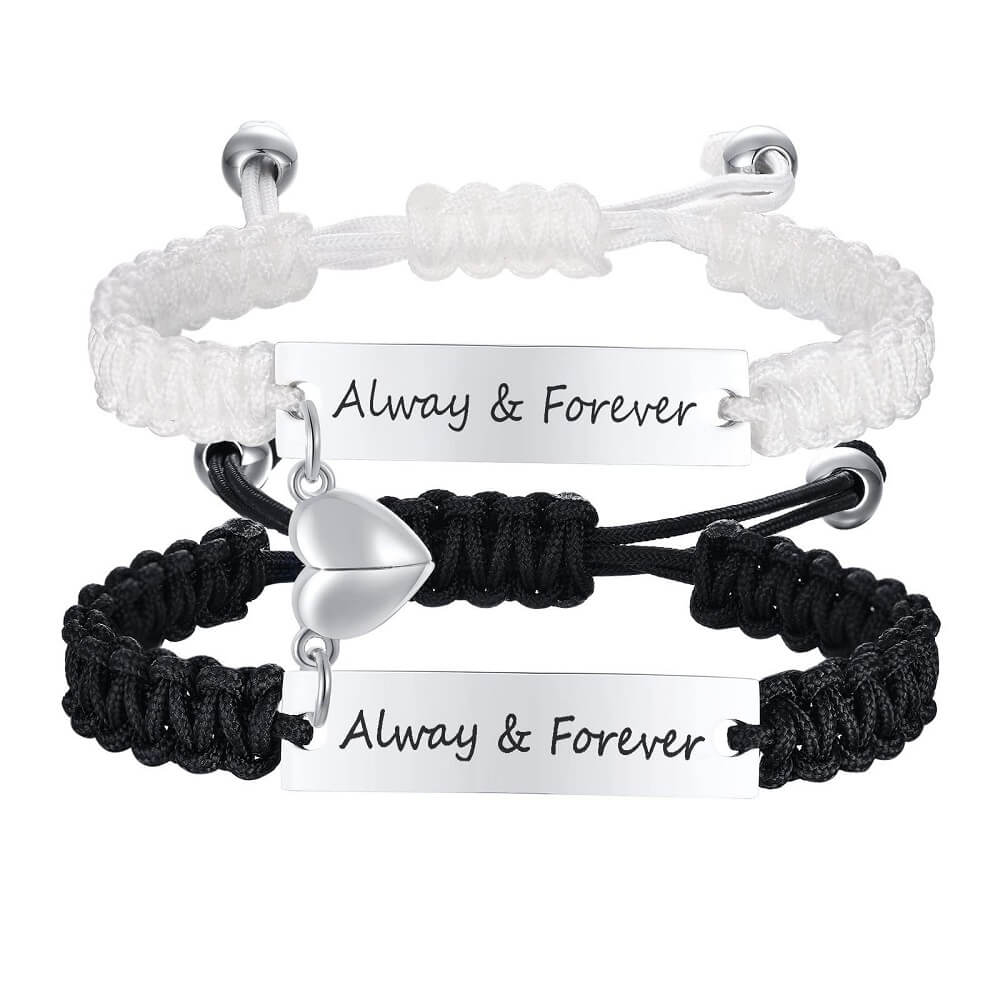 Magnetic Couple Bracelet Black and White Set
