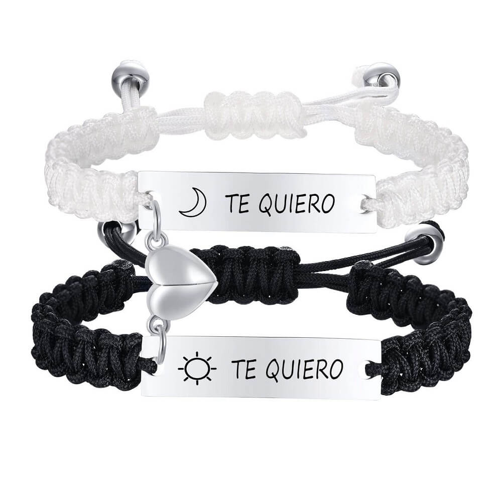 Magnetic Couple Bracelet Black and White Set
