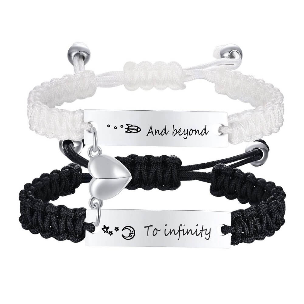 Magnetic Couple Bracelet Black and White Set