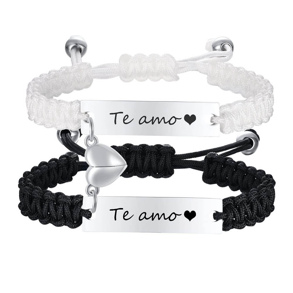 Magnetic Couple Bracelet Black and White Set