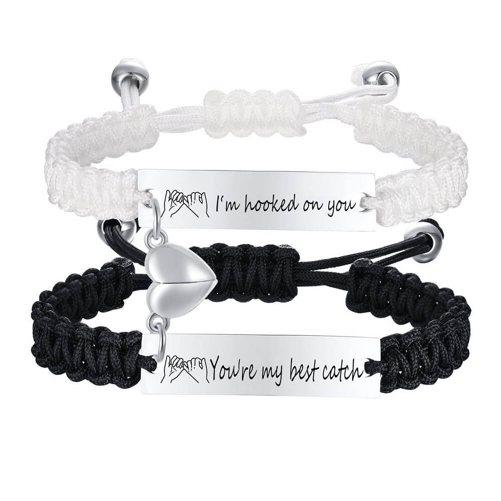 Magnetic Couple Bracelet Black and White Set