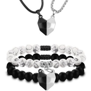 Magnetic Heart Necklace and Heart Bracelet Set