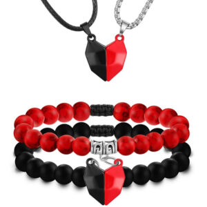 Magnetic Heart Necklace and Heart Bracelet Set