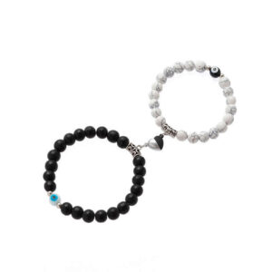 Magnetic Matching Bracelet Set - Heart Charm & Evi