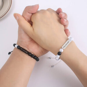 Custom Engraved Couple Beaded Bracelets