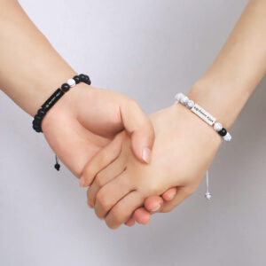 Custom Engraved Couple Beaded Bracelets