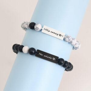 Custom Engraved Couple Beaded Bracelets