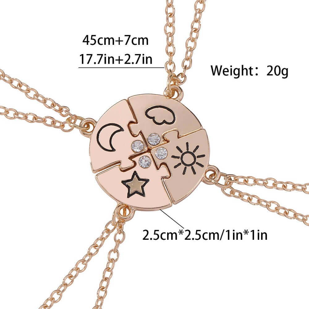 4-Piece Puzzle Friendship Necklaces - Sun Moon Sta