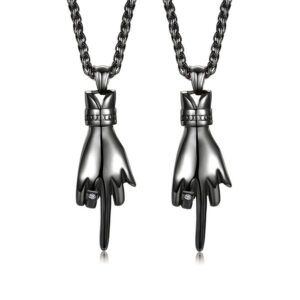 2pcs Middle Finger Necklace Set for Two People