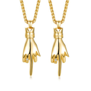 2pcs Middle Finger Necklace Set for Two People