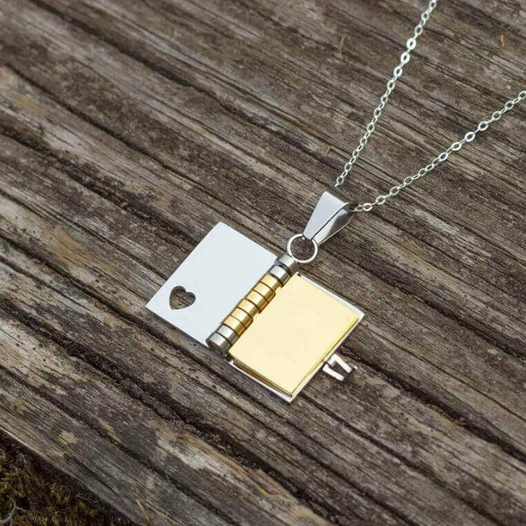 Personalized Book Locket Necklace with Customized
