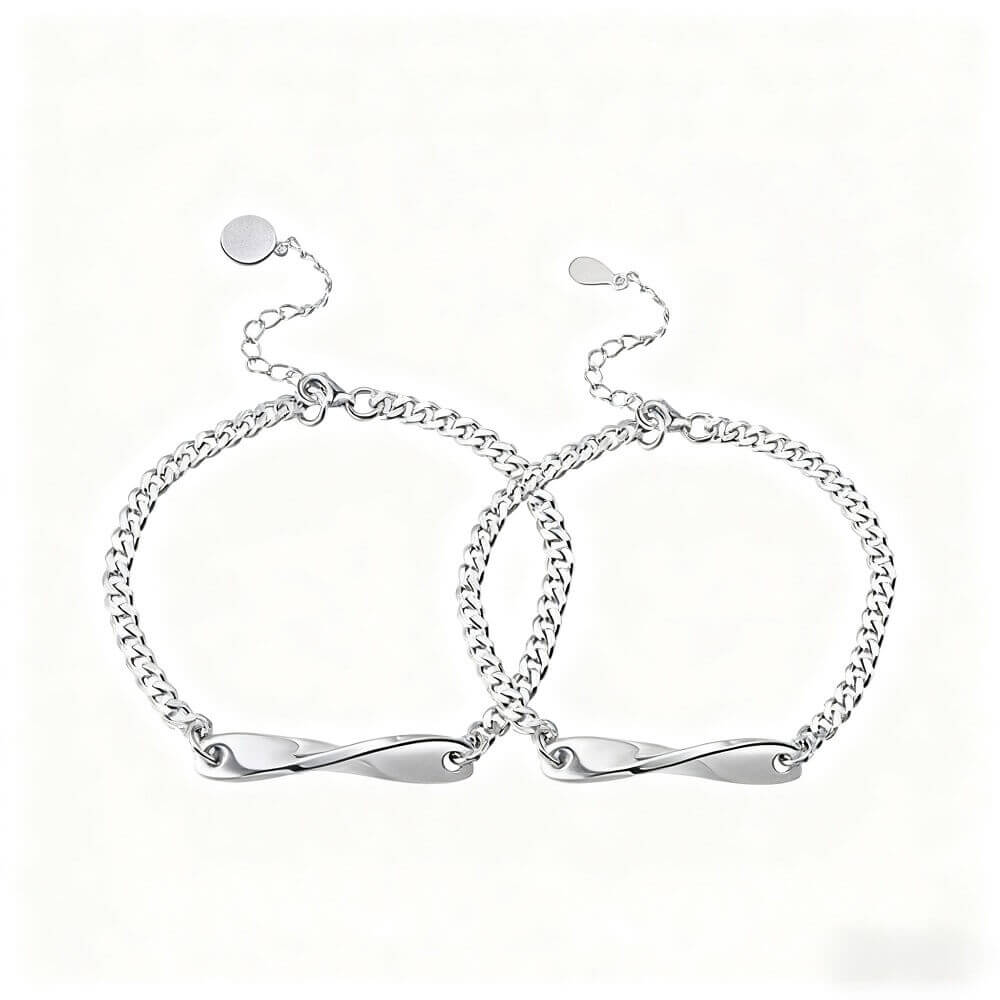 Personalized Engraved Couple Bracelets - Twisted S