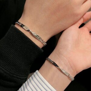 Personalized Engraved Couple Bracelets - Twisted S