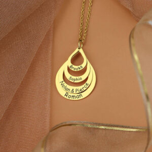 Personalized Names Teardrop Necklace - for Family,