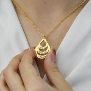Personalized Names Teardrop Necklace - for Family,