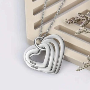 Personalized Heart Necklace Engraved with Family's