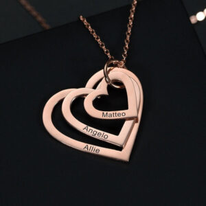 Personalized Heart Necklace Engraved with Family's