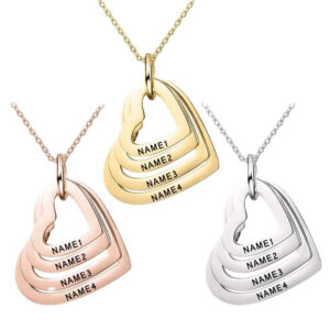 Personalized Heart Necklace Engraved with Family's